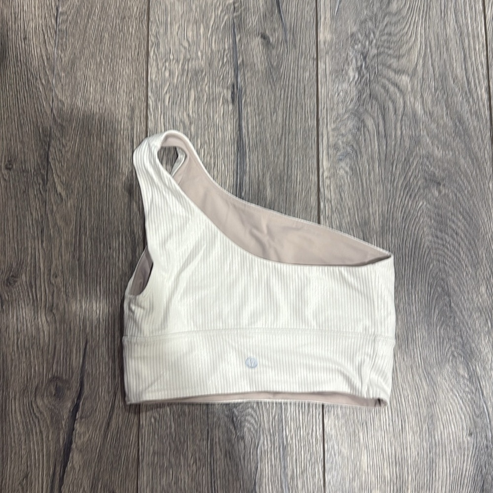 • Lululemon •  Align Asymmetrical Ribbed Bra Bone Radiate Transparent Foil 4 - Picture 5 of 5